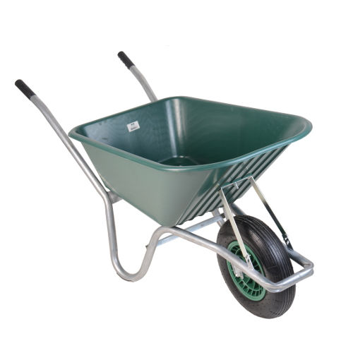 wheelbarrow plastic green tub air filled wheel