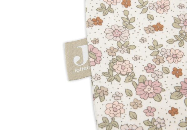 retro flowers summer sleep sack closeup.